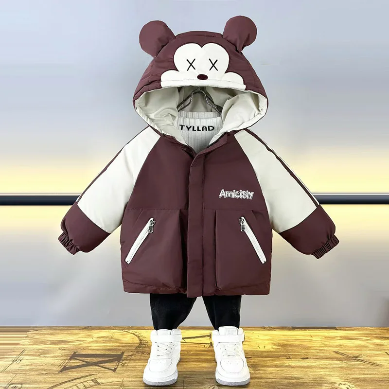 

Boys Coat Cotton Jacket Windbreak Outerwear 2025 Dazzling Autumn Thicken Warm Winter Teenagers Children's Clothing