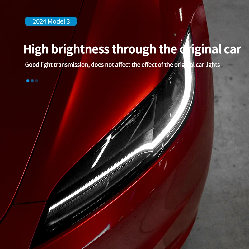 TPU Smoked Black Transparent Headlight Protective Film for Tesla 2024 New Model 3 Highland – Car Accessories