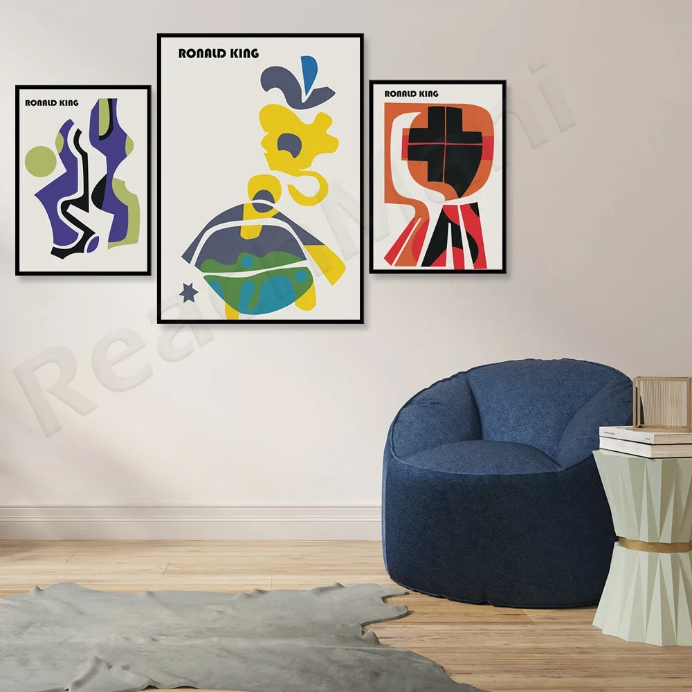 Ronald King set of three prints, minimal print set, boho poster set, wall art poster set.
