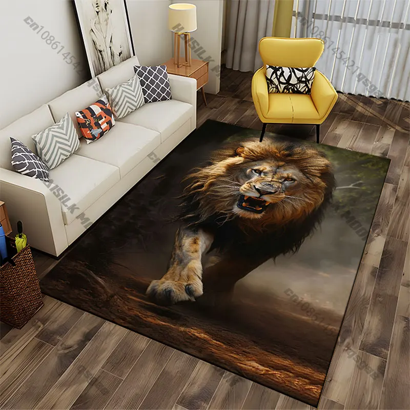 Powerful lion walking forward carpet Yoga living room room decor children's crawling mat doormat area rug games mat