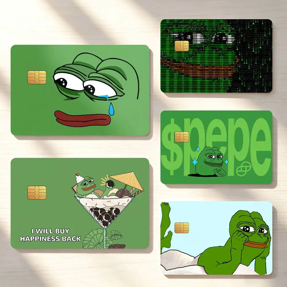 Funny P-Pepe the F-Frog Cute Credit Card Skin Stickers For Bank Bus Metro Cards Waterproof Anti-Scratch Gift 4PCS