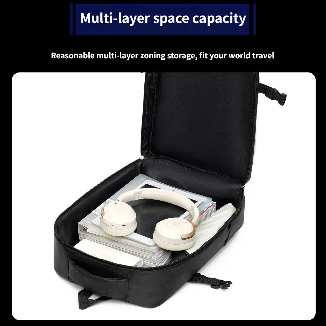 B 2026 Waterproof Men Laptop Backpack Multi Layer Storage Business Travel Backpack Casual School Rucksack For Office Daily Use
