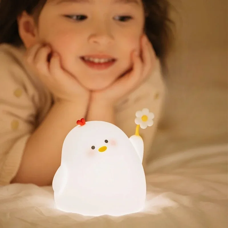 Popular Cute Chicken Patting Light Bedroom Soft Light Eye Protection Birthday Decoration Small Ornament Cute Night Light