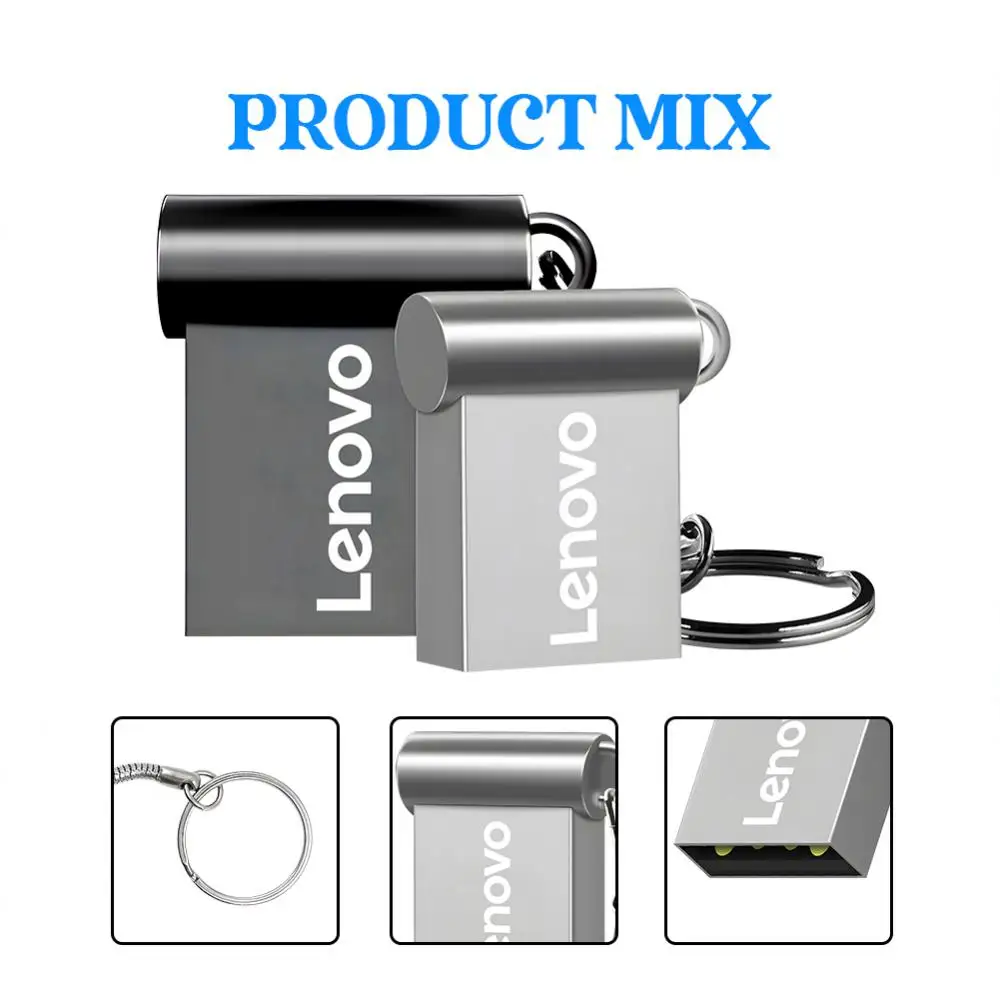 Lenovo-Mini Pendrive de Metal de alta velocidad, unidad Flash portátil de 2TB, Usb 3,0, 1TB, 128GB, almacenamiento de Memoria a prueba de agua, disco U