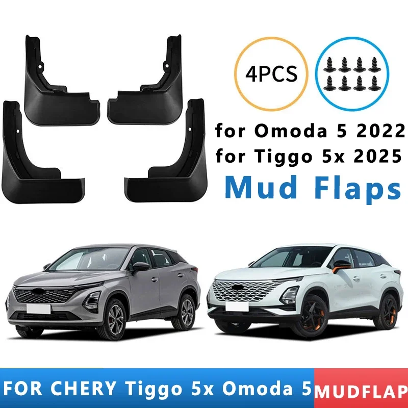 

Mud Flaps Fit for CHERY Tiggo 5x 2025 Omoda 5 2022 Mudguards Tire Fenders Splash Proof Accessories Wheel Guards 4ps