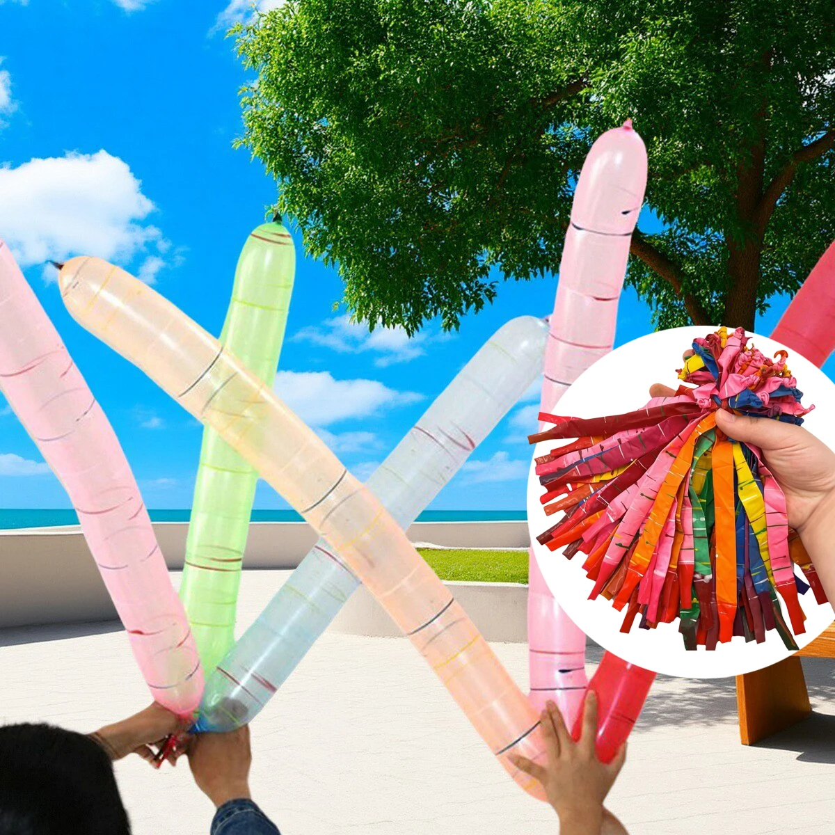 50-100pcs Mixed Color Long Latex Rocket Balloon Flying Squeaking Birthday Party Decoration Latex Balloons Classic Balloon