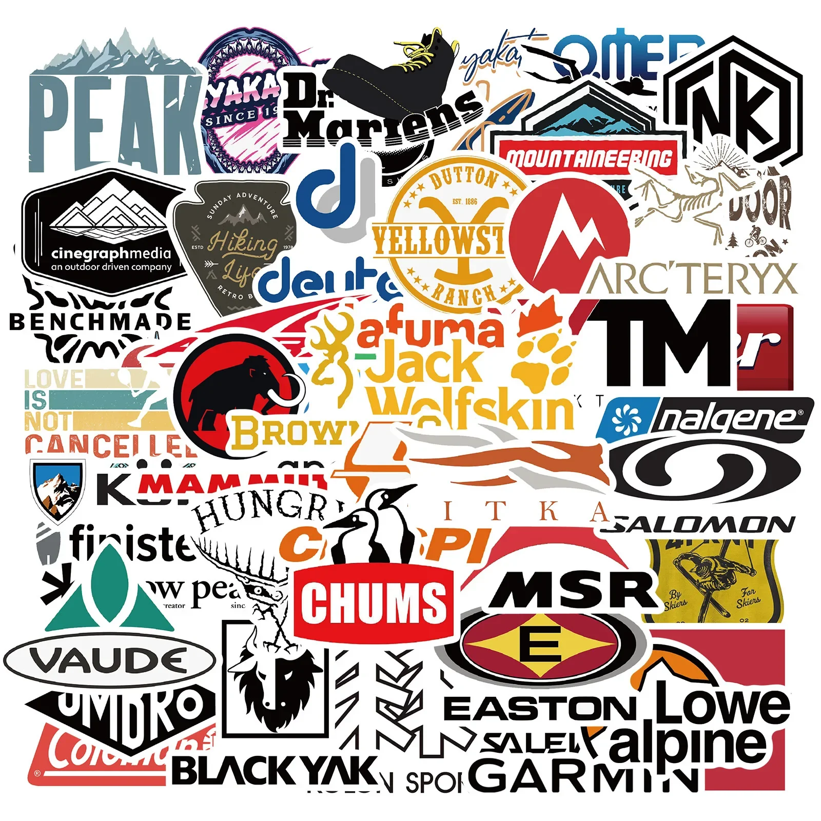 Outdoor Stickers ,50 Pcs/Set Camping Brand DecalsVinyl Logo Pegatinas Waterproof for Car Storage Box Laptop Decorate