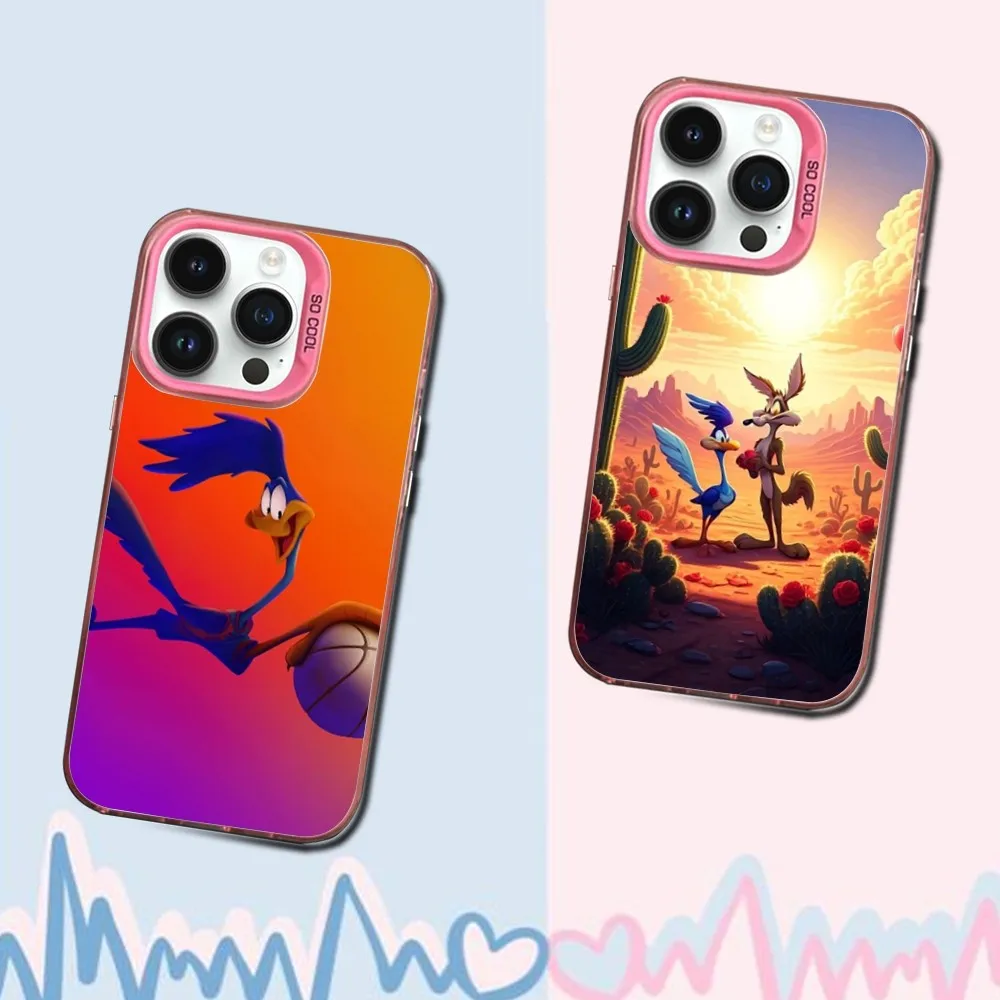 

Road Runner W-Willy C-Coyote Phone Case For iPhone 16,15,14,13,12,11,Mini,Pro,SE,MAX Pink Matte Silicone Cover