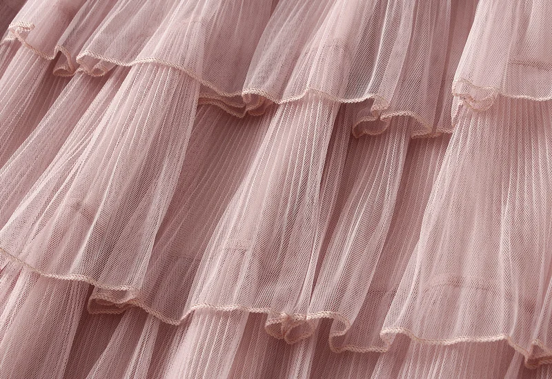 New Summer Korean Mesh Half Body MIDI Skirt Spring and Autumn Super Fairy Layered Cake Skirt Women's Knee Long Beach Skirt
