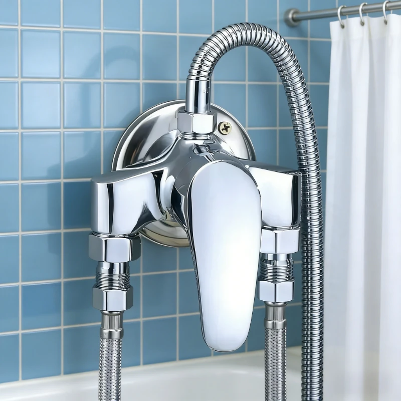 

Смеситель для ванны и душа, настенный, хромированный, с горячей и холодной водой, комплект для ванной комнаты