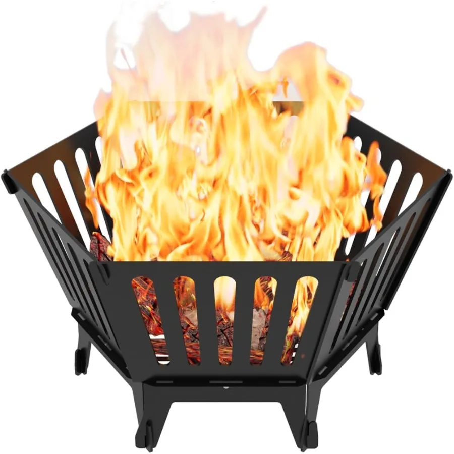 

22.5 Inch Portable Plug Fire Pit for Camping Detachable Outdoor Wood Burning Firepit with Carrying Bag for Outside Patio Heatin