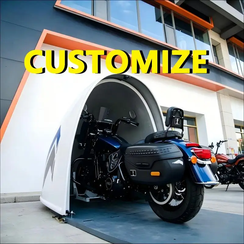 Any Size Custom Severe Storm Resistant Motorcycle Shed Outdoor Waterproof Fiberglass UV Weather Dustproof Heavy Duty Yard Store