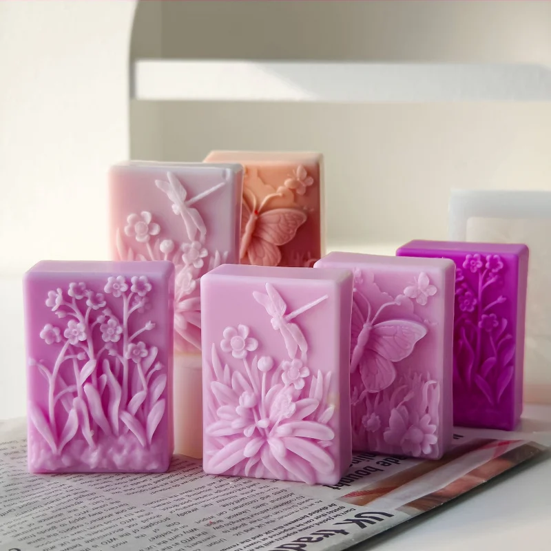 

4pcs Square Flower Silicone Mold for DIY Soap, Scented Candles, Plaster Car Aromatherapy Diffusers and Home Craft Making