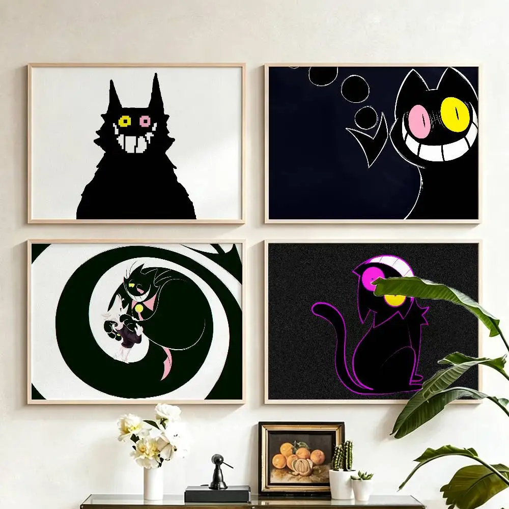Cute Friend D-Deltarune Black Cat Poster HD Self Adhesive Waterproof Wall Art Ideal for Home Office Dorm Gift Customizable