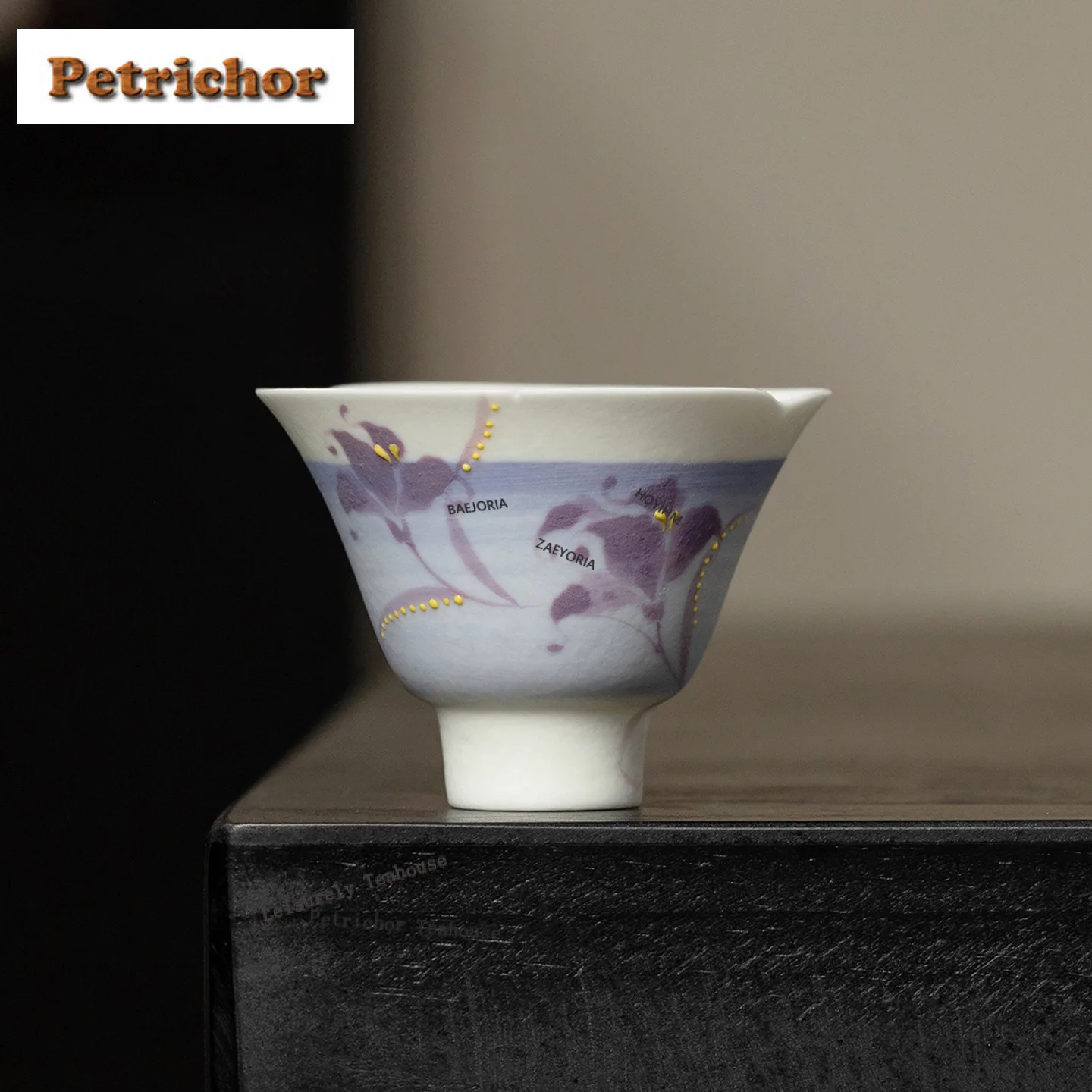 50ml Hand-painted Purple Iris Flower Teacup Elegant Tea Bowl Cup For Tea Tea-tasting Meditation Cup Chazhan Master Cups Teaset
