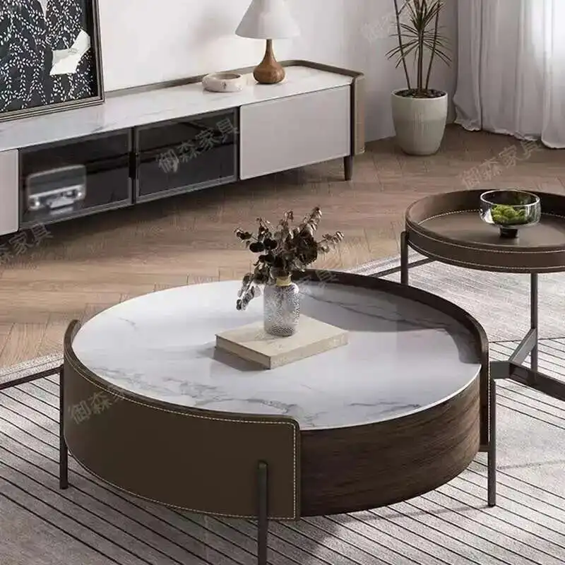 

Table Round Dining Desk Salon Luxury Coffee Mid Century Modern Coffee Table Accent Set Mesa Auxiliar Salon Replica Furniture