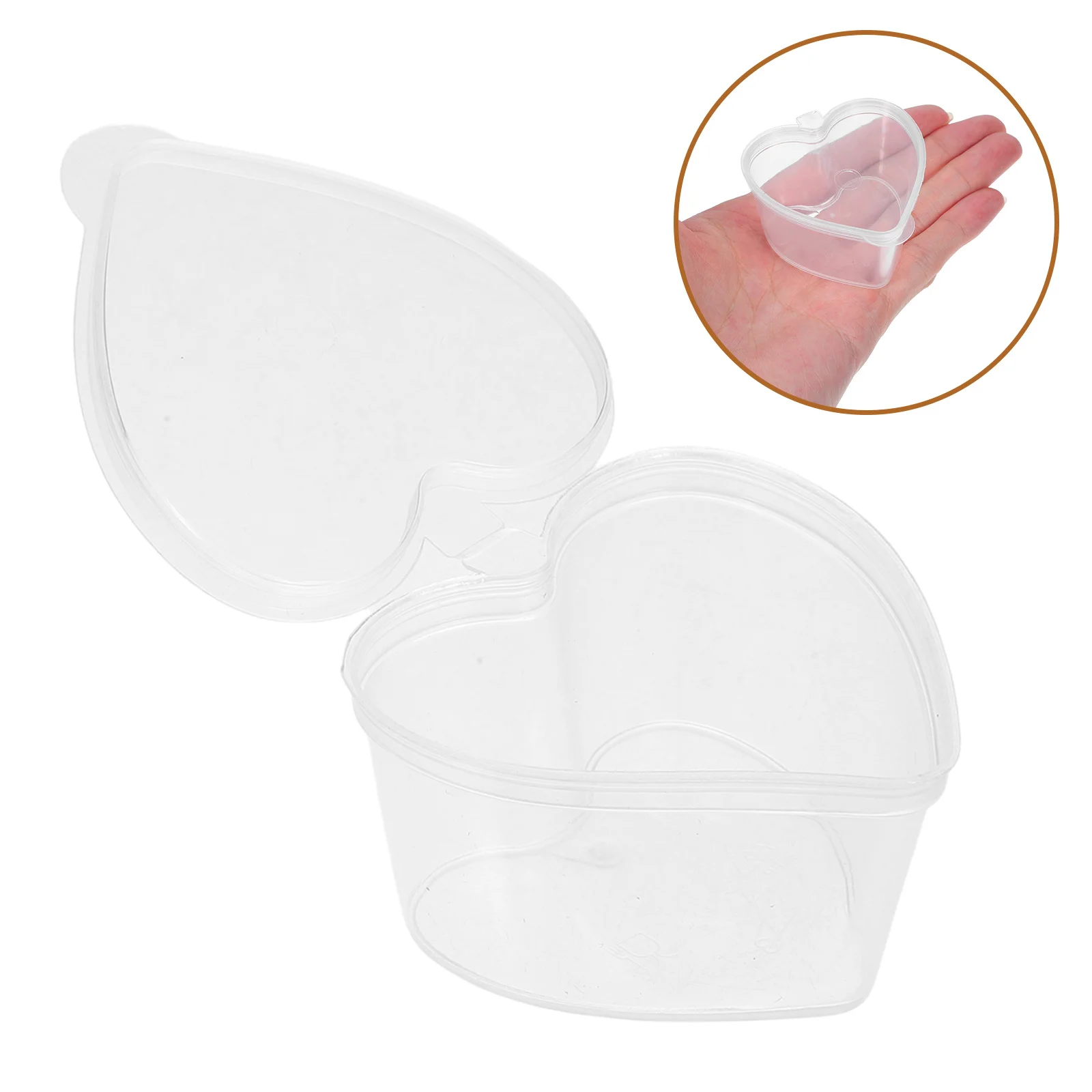 100 قطعة من حاويات تخزين التوابل البلاستيكية الشفافة على شكل قلب، برطمانات تخزين بلاستيكية شفافة مقاومة للتسرب