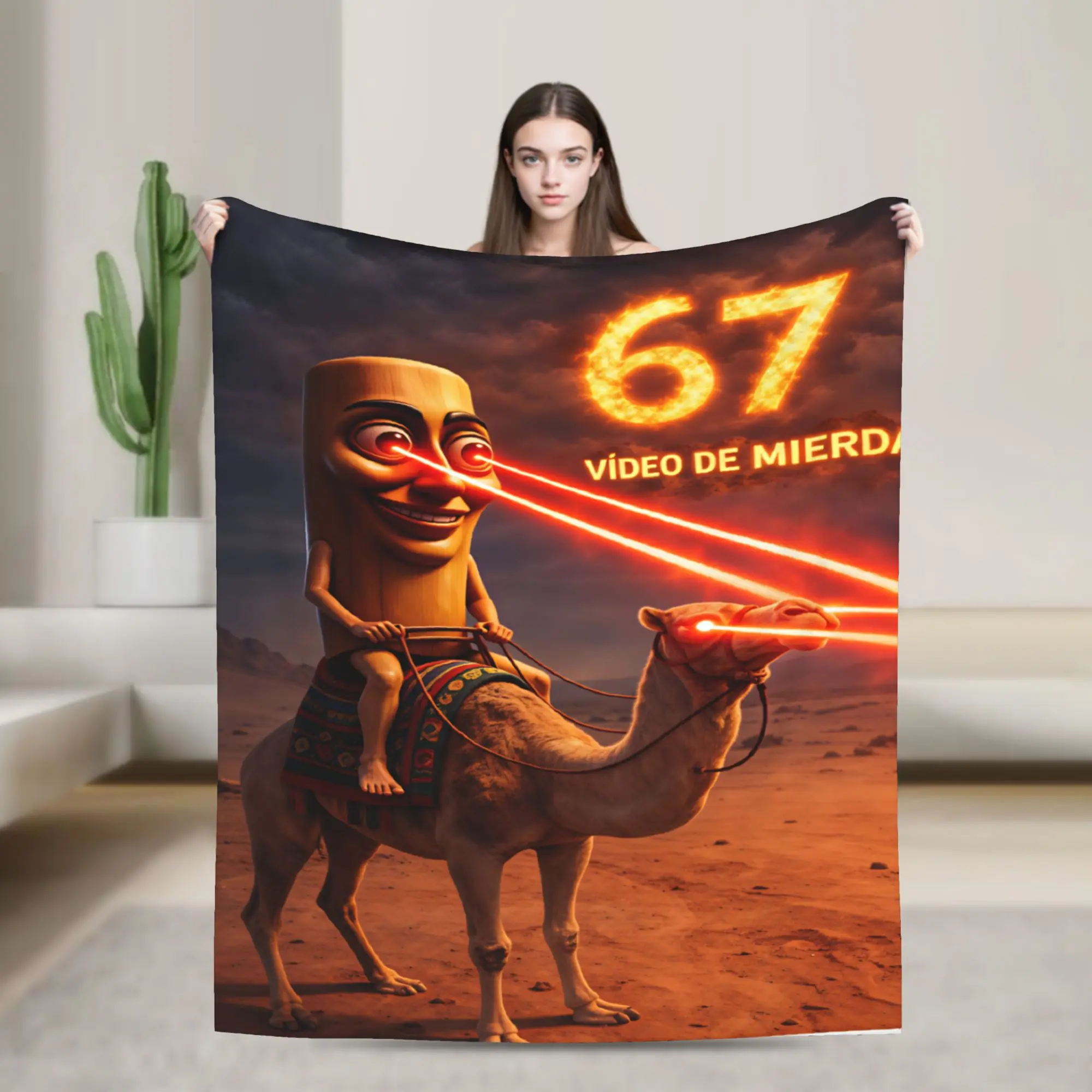 Tung Desert Laser Camel Flannel Blanket  Soft Warm Throw Blanket for Couch Bed Travel Office Funny Bedspread Sofa Bed Cover