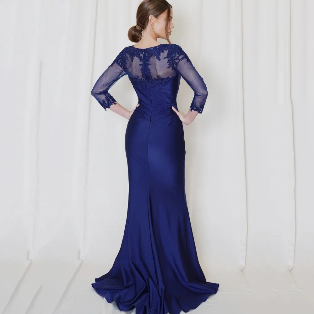 Customized Simple Formal Occasion Mother Dresses Elegant Mermaid O Neck Wedding Party Gowns Floor Length New Applique Dress