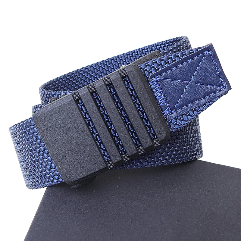 새로운 자동 버클 남자 벨트 자동 이빨없는 디자인 남자 캔버스 벨트 야외 캐주얼 남자 & 여자 스포츠 청바지 벨트