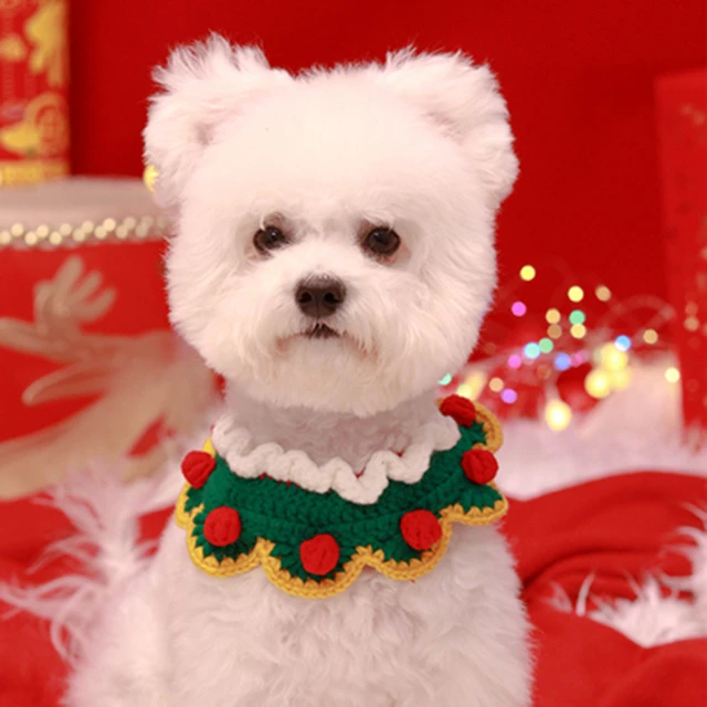 手作りニットチャーミー子犬犬よだれかけチョーカー白雪姫ぬいぐるみボール猫首輪ネックレスペットピニーシーズー首の装飾アクセサリーラグ