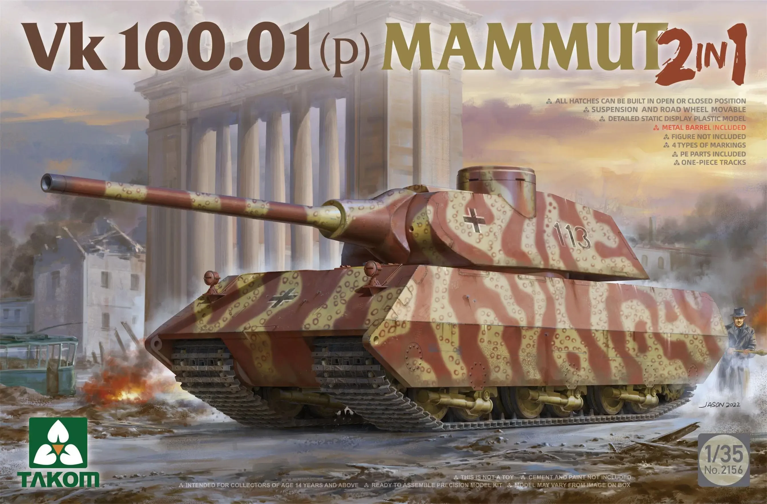 

Takom 2156 1/35 Vk 100.01 (P) Набор пластиковых моделей Mamut 2 в 1