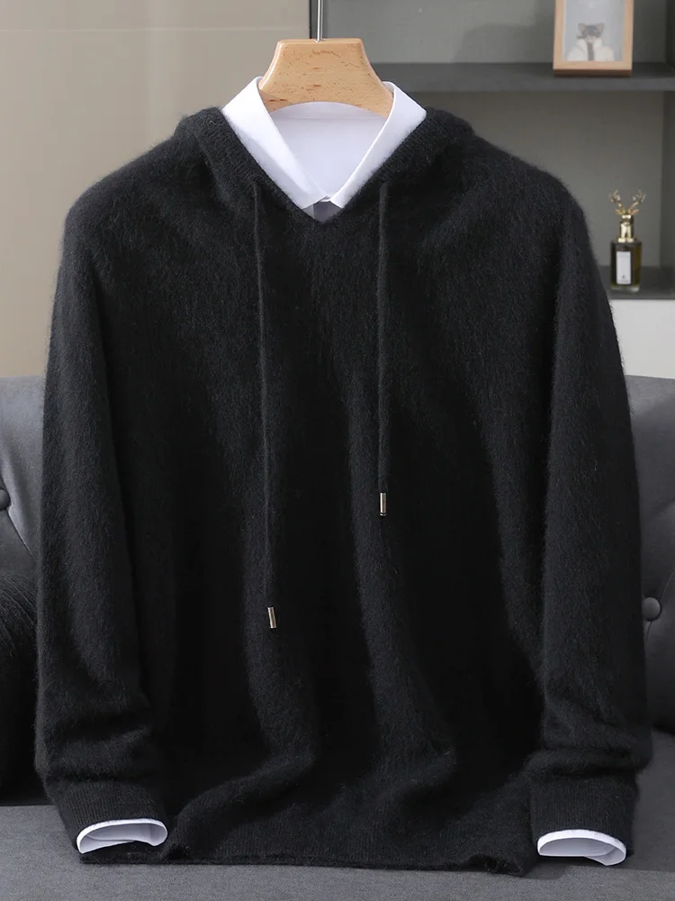 الأساسية الصلبة 100% المنك الكشمير الأعمال سترة غير رسمية الراحة لينة قناع السترة الدافئة الخريف الشتاء الرجال ملابس بسيطة