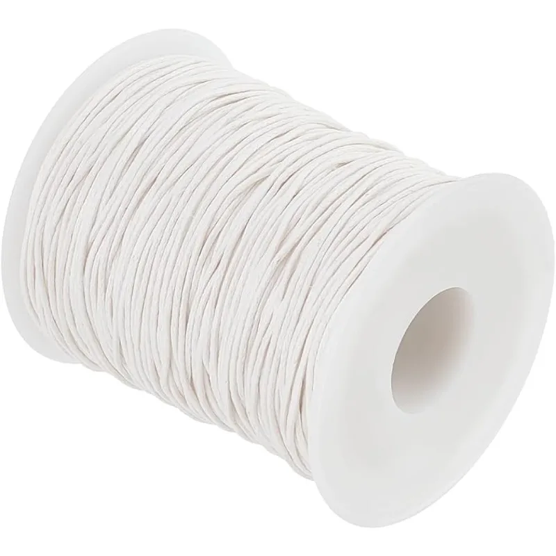 100 Yards 1mm Waxed Cotton Cord, White Waxed String Wax Thread Beading Cord for Bracelet Necklace Jewelry Making Crafting