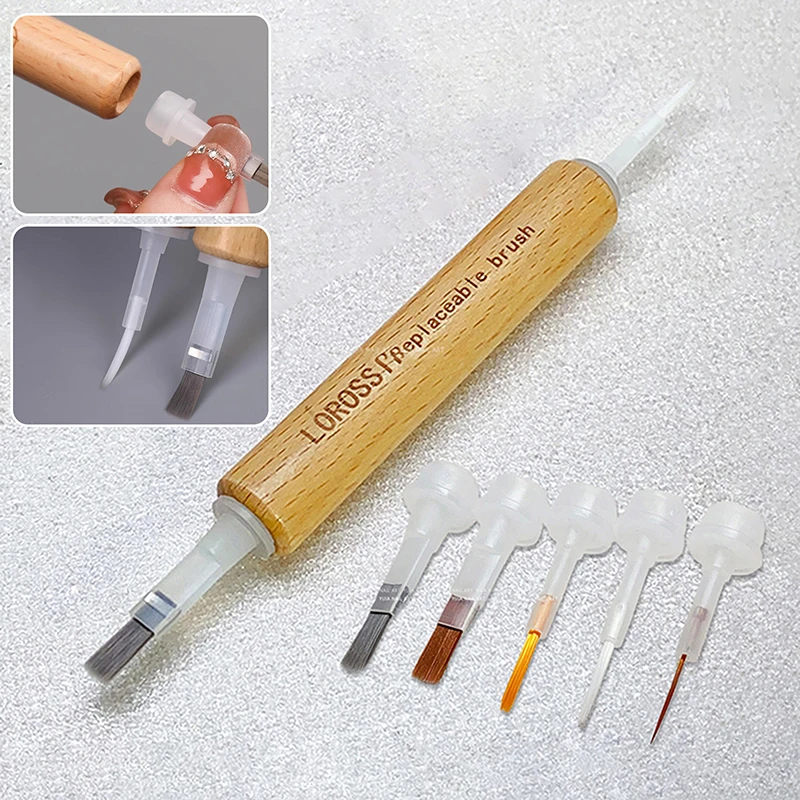 15/40/60 szt./zestaw Pędzel do lakieru do paznokci z podwójną końcówką, wymienne główki, pędzel do paznokci, aplikatory do płynów, narzędzia do manicure