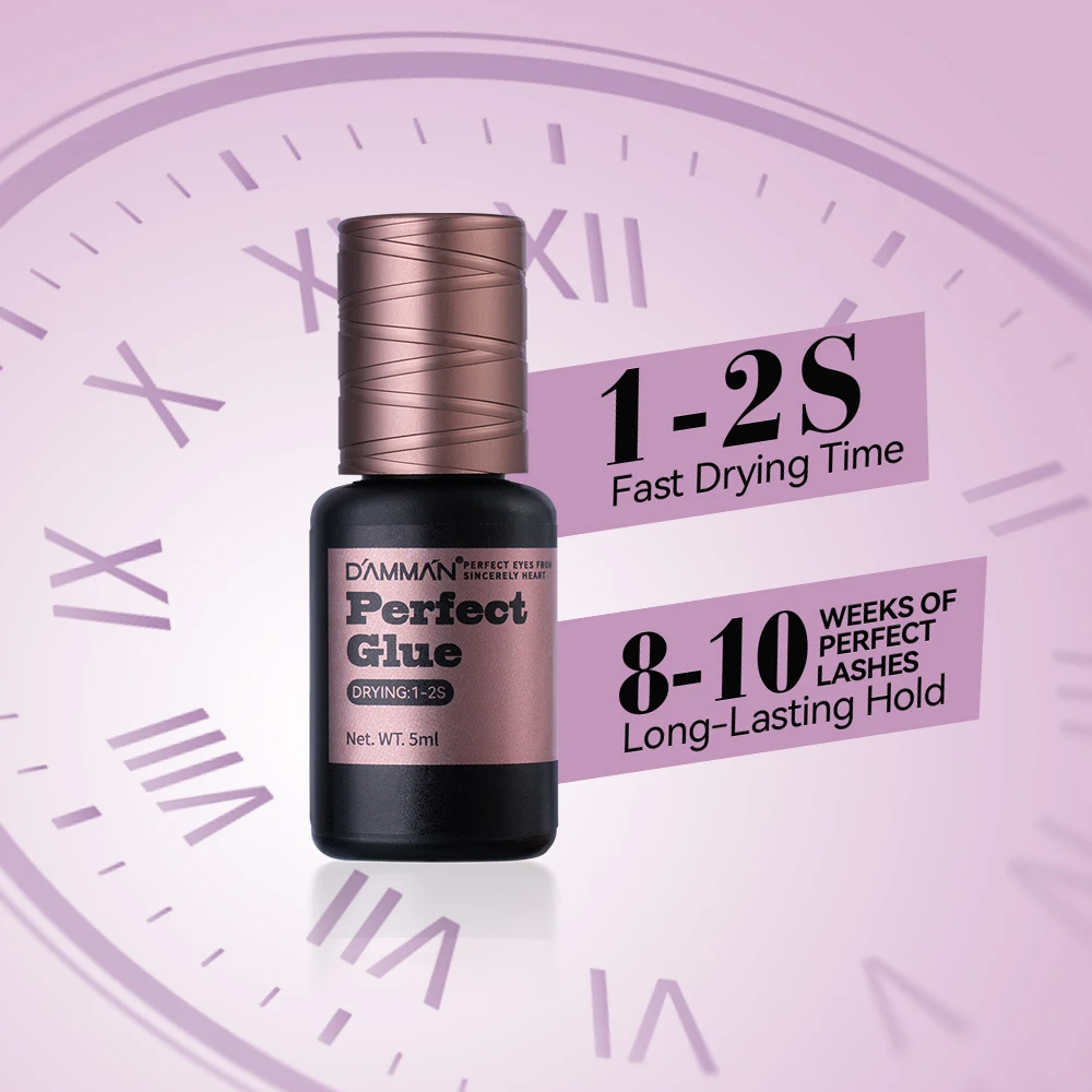 Damman Neuer 5 ml professioneller Kleber für Wimpernverlängerung, 1S, schnell trocknender Wimpernkleber, Wimpernkleber, Retentionszeit, 8–10 Wochen