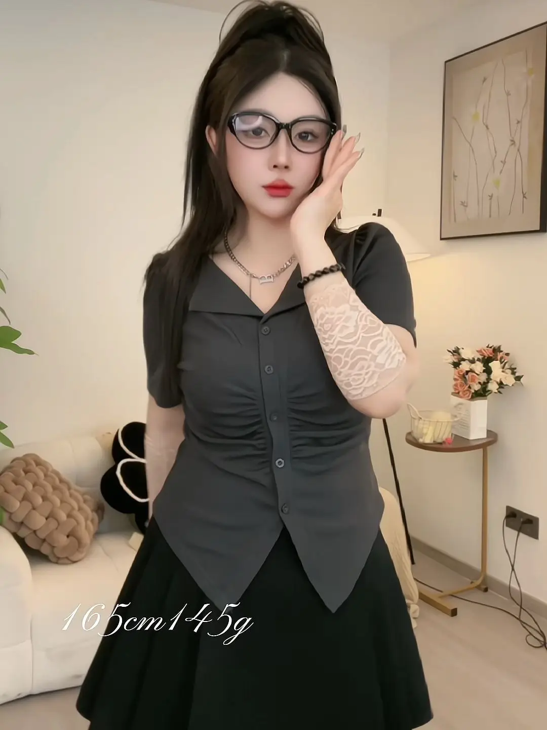 Sweet Folded Design V-Ne ort Sve Irregular Top Versatile Large Size Summer New Sle ular Chinese Cotton T-irt