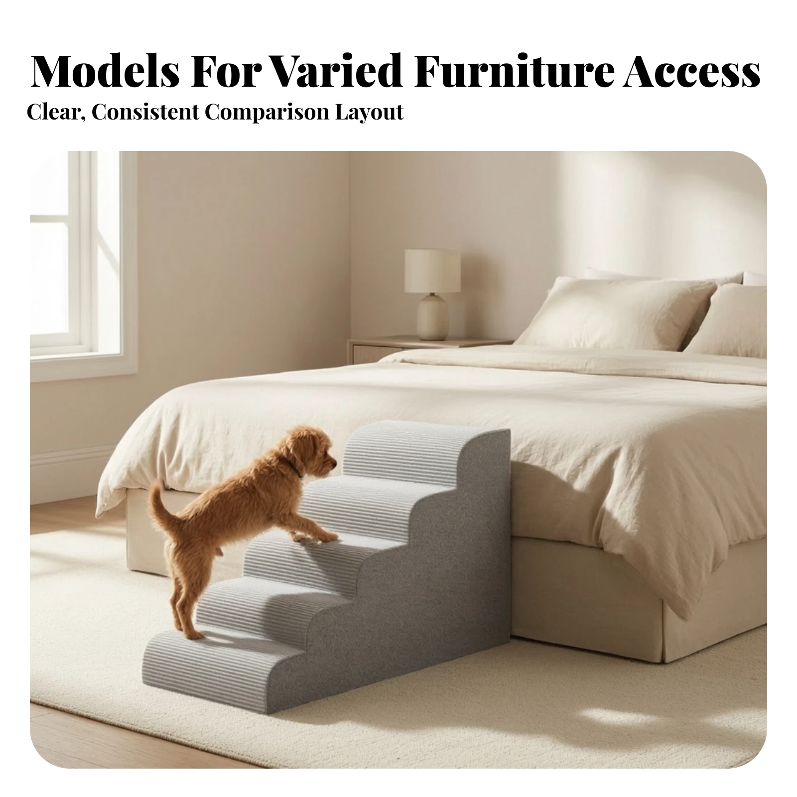 Dog Steps Easy to Clean Foam Pet Staircase Dog Stairs with Removable Cover Washable for Small Dogs, Bed, Sofa