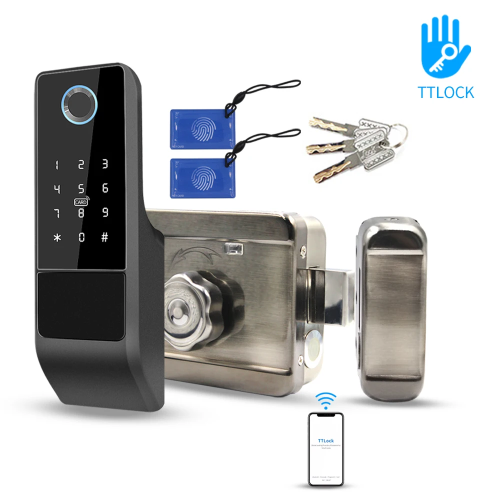 

TTLOCK APP IP65 Waterproof Smart Biometric Fingerprint Door Lock Bluetooth Electronic Lock RFID 13.56Mhz Fechadura Inteligente