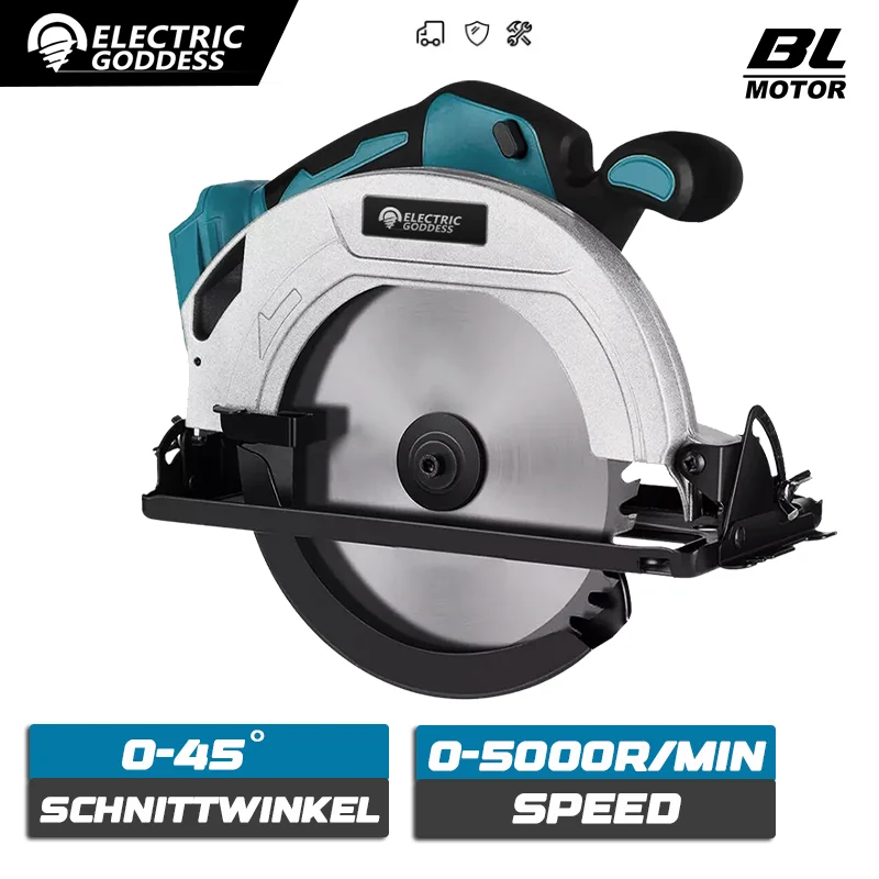 5/7 Inch Brushless Electric Circular Saw 45 Degree Wood Cuttiing Saw Handheld Woodworking Saw Tool For Makita 18V Battery Pin