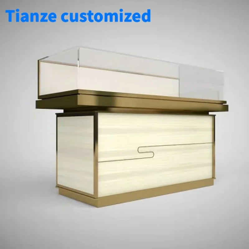 

[Customized]Lighted wooden jewellery shop display showcase museum glass jewelry display cabinet