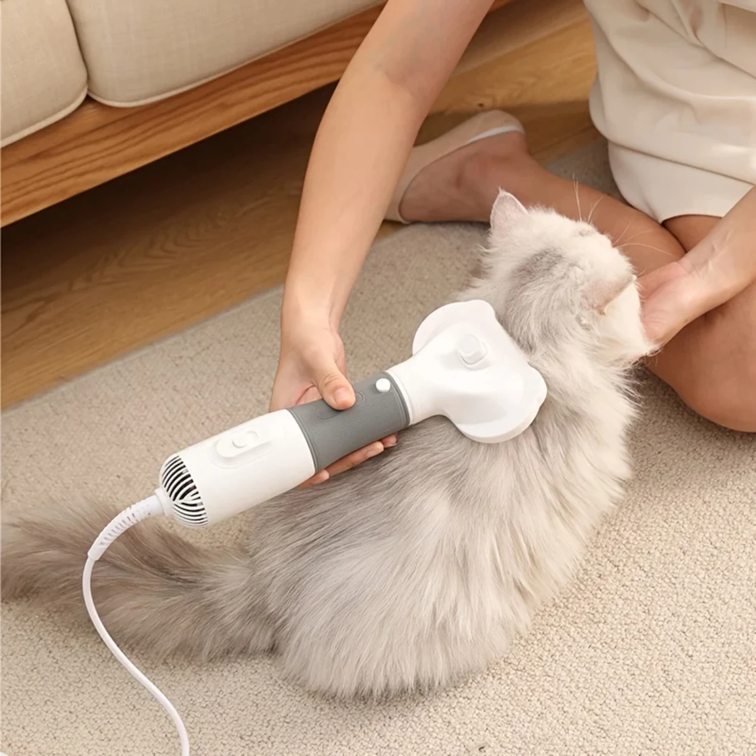 Powerful and Efficient 3-in-1 Pet Hair Grooming Tool: Hair Dryer, Teddy Hair Comb and Pulling Machine - Wind Blower for Modeling