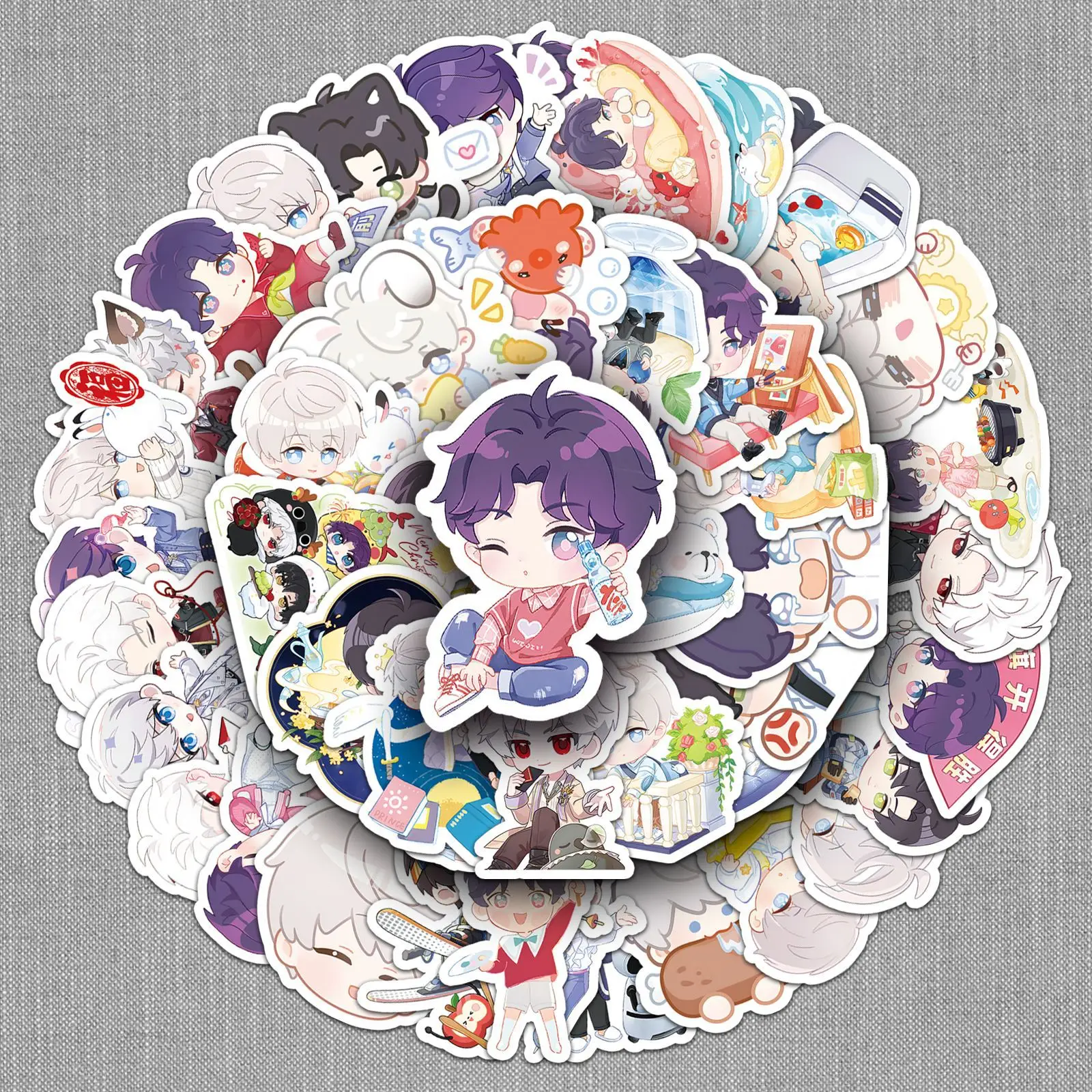 50pcs/set Q Version Love and Deepspace Stickers 3D Love Game Peripheral Decoration Phone Case Tablet PVC Graffiti Stickers