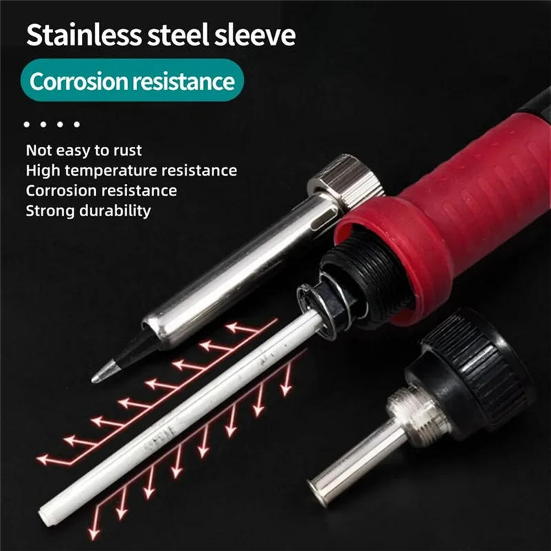 AT05-Soldering Iron Kit 80W Adjustable Temperature LCD Display Heater Tools Including Soldering Tips Tweezers Wires EU P