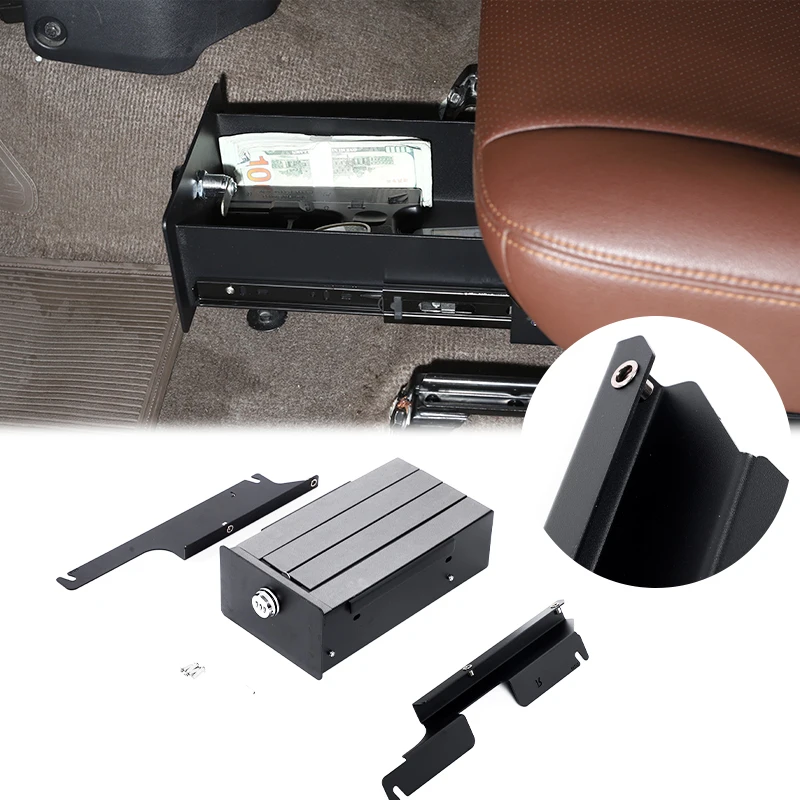 For 2007-2025 Toyota Land Cruiser 70 LC71 LC76 LC79 Driver Seat Base Drawer Lock Box Carbon Steel Aluminum Alloy 1Pc