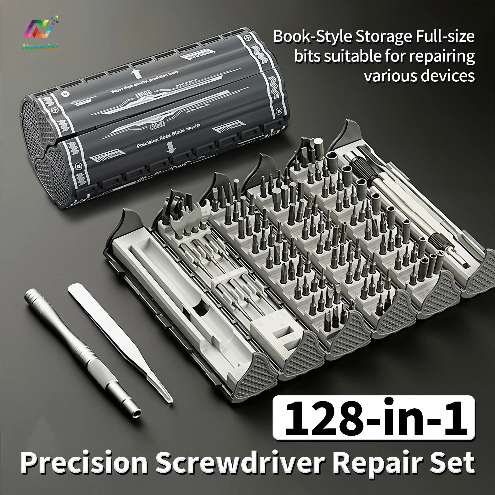 128-in-1 Precision S2 Steel Screwdriver Kit Magnetic Bits Book Storage Phone Laptop Watch PC Game Console Electronic Repair Tool