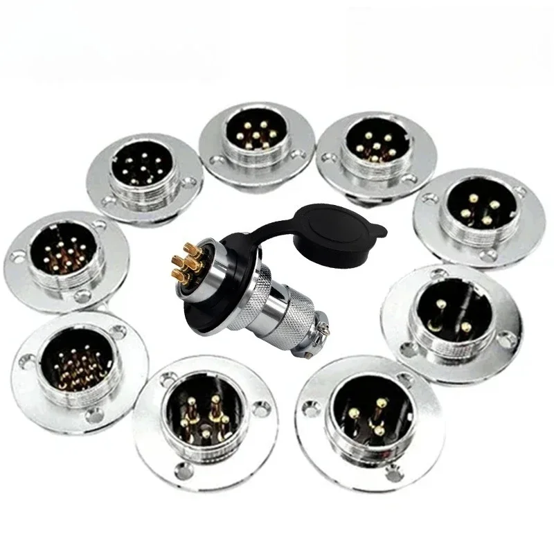GX25 2 3 4 5 6 7 8 9 10 12 Pin Aviation Glod-plated Socket Plug AE Female Flange Seat Plug Threaded DF25M Soldering Connector