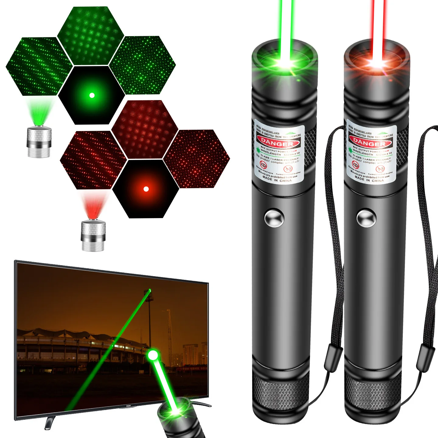Puntero láser rojo brillante con animación, carga USB, batería incorporada, juguete LED para mascotas, lindo juguete interactivo para gatos, puntero láser verde para caza.