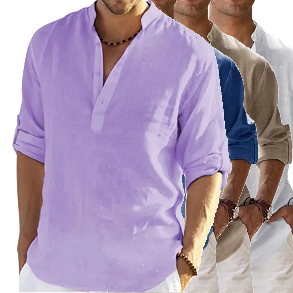 

New Men's Long Sleeve T-Shirts Breathable Shirt Casual Basic Cotton Shirt Tops