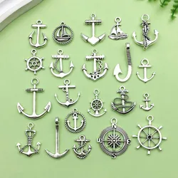 20pcs Antique Silvery Vintage Ship Anchor Design Charms Alloy Metal Pendants for DIY Bracelet Necklace Jewelry Making Accessorie