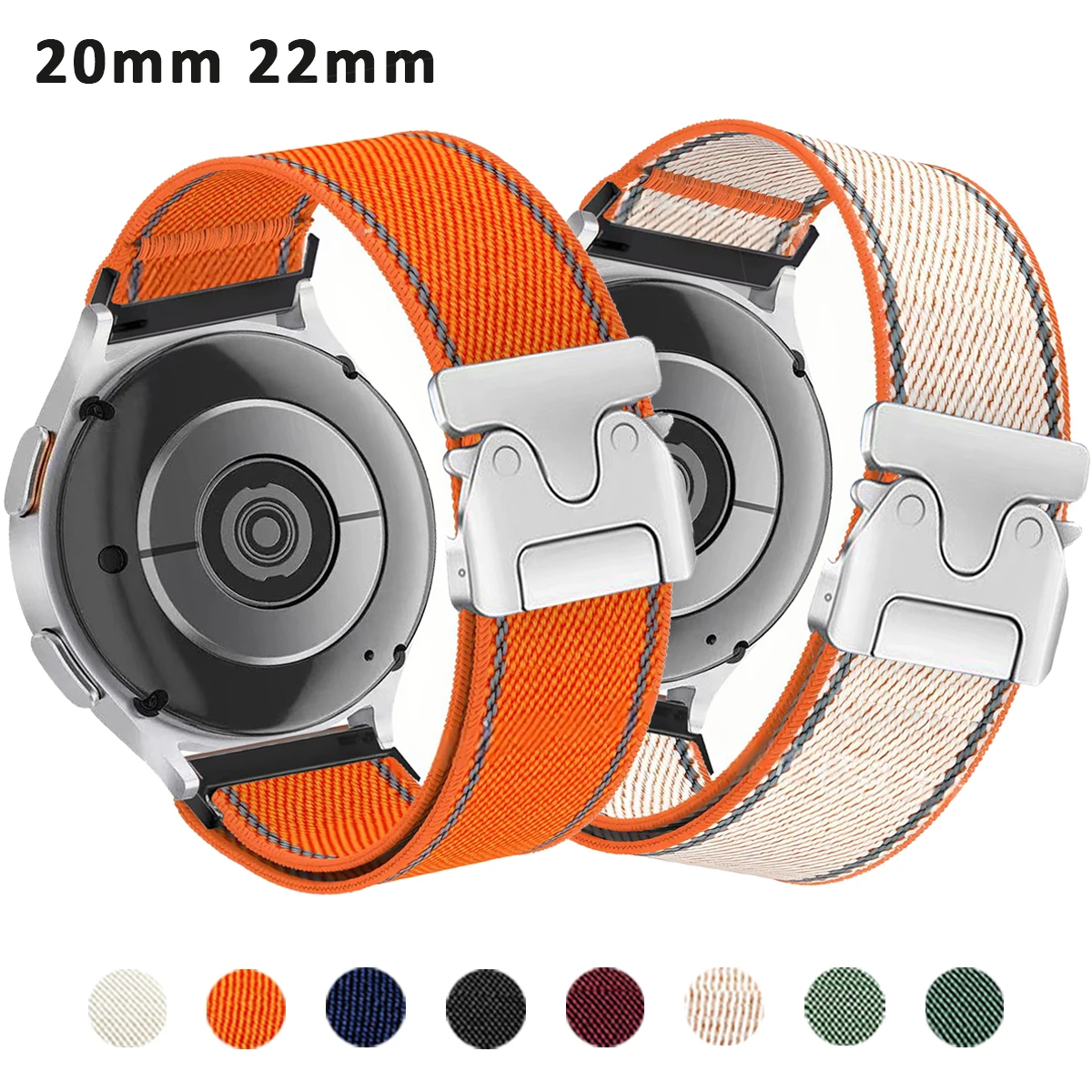 20mm 22mm Nylon Loop Strap for Samsung Galaxy Watch 7 6 5 4 44 40mm Parachute Bracelet for Huawei GT6/6pro 5/5Pro Amazfit Band