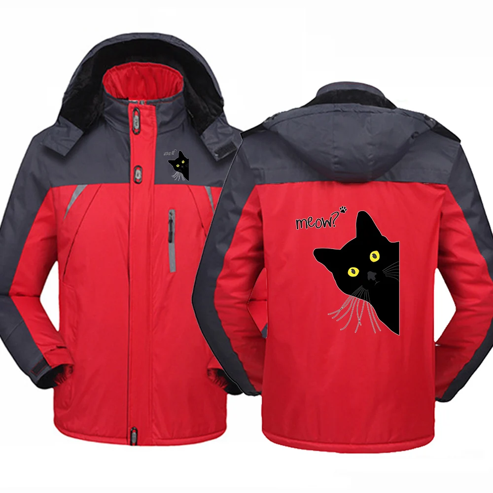 2026 Autumn And Winter Constant Temperature Comfortable Men's Jacket Black Cat Funny Logo Print High-end Luxury Coat Hoodies