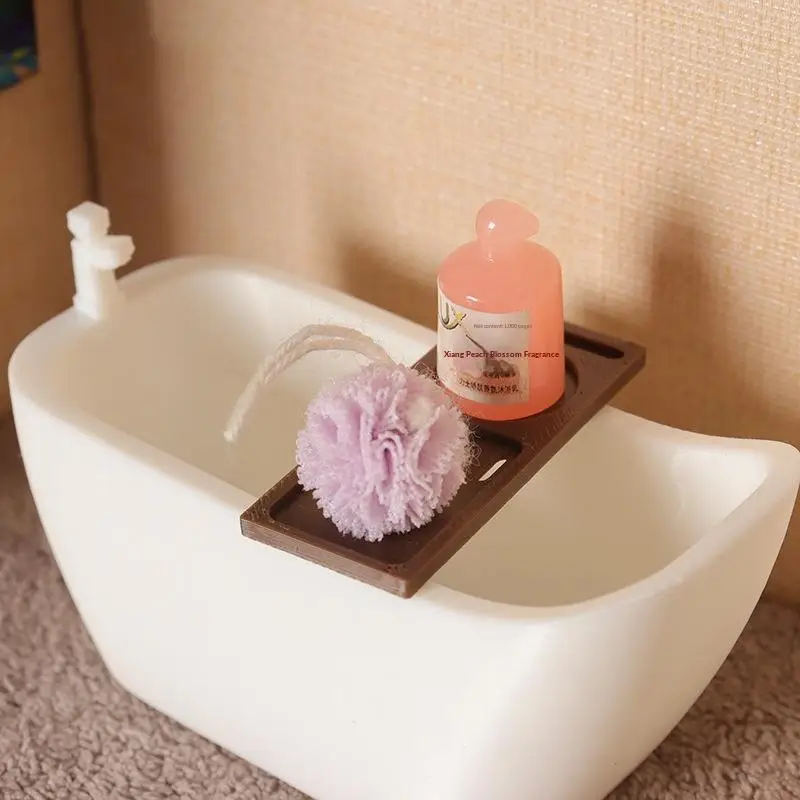 8: อ่างอาบน้ำจิ๋วสำหรับบ้านตุ๊กตาขนาด 1/12 พร้อมชุดถาด ของเล่นบทบาทสมมติสุดสนุกและเฟอร์นิเจอร์ห้องน้ำสำหรับบ้านตุ๊กตา