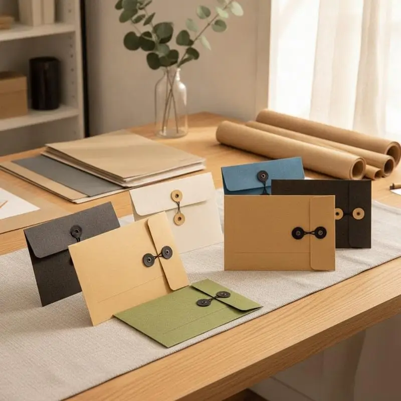 A5 Kraft Paper Envelopes String Tie Clasp Closure High Grade Invitation Archive Storage Pouch Document Letter Stationery Bag