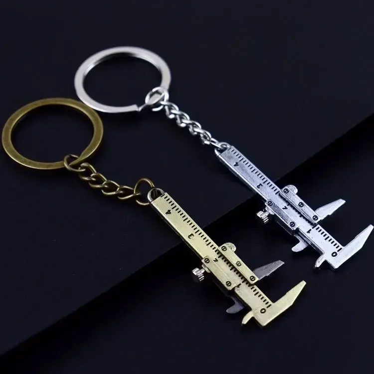 Mini  Key Vernier Caliper Portable 0-40mm Keychain Fashion Measuring Gauging Tools Car Turbo Key Chain Ring  Keychain