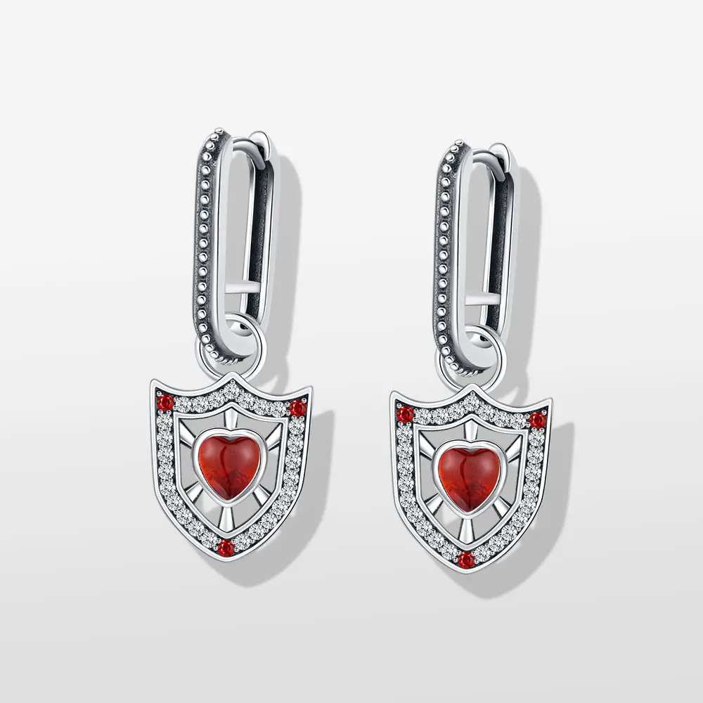 

Hot New Original Jewelry Fashion Classic Earring Elegant Daily Gfit For Women S925 Sterling Silver Heart-shaped Shield Earrings